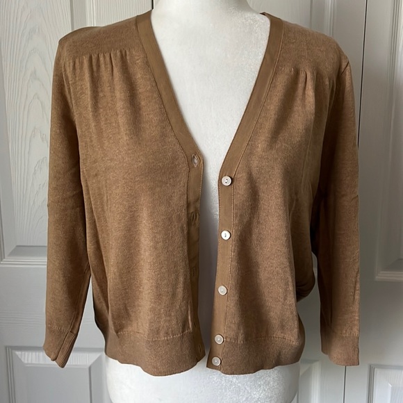 Lands' End | Sweaters | Lands End Camel Cropped Cardigan | Poshmark